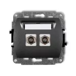 TREND Mechanizm gniazda antenowego podwójnego typu F (SAT) pozłacany grafitowy