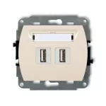 TREND Mechanizm gniazda podwójnego 2xUSB A-A 2.0 beżowy