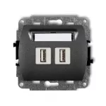 TREND Mechanizm gniazda podwójnego 2xUSB A-A 2.0 grafitowy