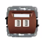 TREND Mechanizm gniazda podwójnego 2xUSB A-A 3.0 brązowy metalik