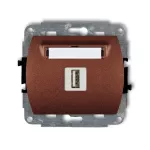 TREND Mechanizm gniazda pojedynczego USB A-A 2.0 brązowy metalik