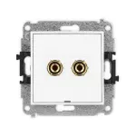 MINI Mechanizm gniazda głośnikowego pojedynczego, bez pola opisowego (typu banan - czerwony i czarny, pozłacany, 4 mm2, do lutowania) biały