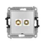 MINI Mechanizm gniazda głośnikowego pojedynczego, bez pola opisowego (typu banan - czerwony i czarny, pozłacany, 4 mm2, skręcany) srebrny metalik