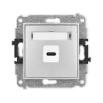 MINI Mechanizm gniazda pojedynczego 1xUSB C-C srebrny metalik