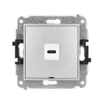MINI Mechanizm gniazda pojedynczego 1xUSB C-C, bez pola opisowego srebrny metalik