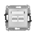 MINI Mechanizm ładowarki USB podwójnej 2xUSB A, 15,5W max., 5V, 3.1A srebrny metalik