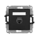 MINI Mechanizm gniazda komputerowego pojedynczego 1xRJ45, kat. 7, ekranowany, 8-stykowy czarny mat
