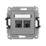 MINI Mechanizm gniazda komputerowego podwójnego 2xRJ45, kat. 7, ekranowany, 8-stykowy szary mat