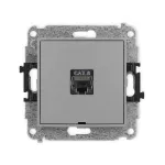MINI Mechanizm gniazda komputerowego pojedynczego 1xRJ45, kat. 8, ekranowany, 8-stykowy, bez pola opisowego szary mat