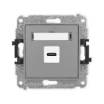 MINI Mechanizm gniazda pojedynczego 1xUSB C-C szary mat