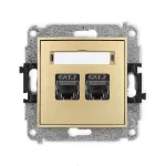 MINI Mechanizm gniazda komputerowego podwójnego 2xRJ45, kat. 7, ekranowany, 8-stykowy złoty