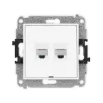 MINI Mechanizm gniazda komputerowego podwójnego 2xRJ45, kat. 6, 8-stykowy, bez pola opisowego biały mat