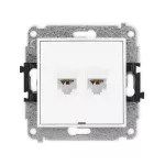 MINI Mechanizm gniazda komputerowego podwójnego 2xRJ45, kat. 6A, 8-stykowy, bez pola opisowego biały mat