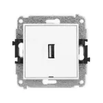 MINI Mechanizm gniazda pojedynczego USB A-A 2.0, bez pola opisowego biały mat