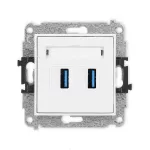 MINI Mechanizm gniazda podwójnego 2xUSB A-A 3.0 biały mat