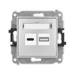MINI Mechanizm ładowarki USB podwójnej USB C + USB A, 20W max. srebrny metalik