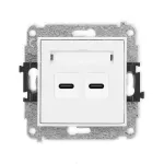 MINI Mechanizm ładowarki USB podwójnej 2xUSB C, 20W max. biały mat