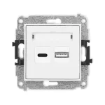 MINI Mechanizm ładowarki USB podwójnej USB C + USB A, 20W max. biały mat