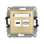 MINI Mechanizm ładowarki USB podwójnej USB C + USB A, 20W max. złoty