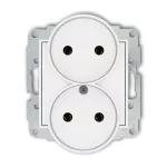ICON Mechanizm gniazda podwójnego do ramki bez uziemienia 2x2P (bez przesłon torów prądowych) biały