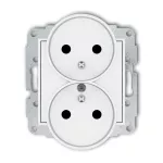 ICON Mechanizm gniazda podwójnego do ramki z uziemieniem 2x(2P+Z) (przesłony torów prądowych) biały