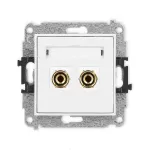 ICON Mechanizm gniazda głośnikowego pojedynczego (typu banan - czerwony i czarny, pozłacany, 4 mm2, do lutowania) biały