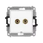 ICON Mechanizm gniazda głośnikowego pojedynczego, bez pola opisowego (typu banan - czerwony i czarny, pozłacany, 4 mm2, do lutowania) biały