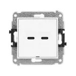 ICON Mechanizm gniazda podwójnego 2xUSB C-C, bez pola opisowego biały