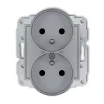 ICON Mechanizm gniazda podwójnego do ramki z uziemieniem 2x(2P+Z) (przesłony torów prądowych) srebrny metalik