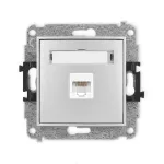 ICON Mechanizm gniazda komputerowego pojedynczego 1xRJ45, kat. 5e, 8-stykowy srebrny metalik