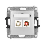 ICON Mechanizm gniazda podwójnego RCA (typu cinch - biały i czerwony, pozłacany) srebrny metalik