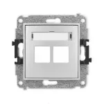 ICON Mechanizm gniazda multimedialnego podwójnego bez modułu (standard Keystone) srebrny metalik