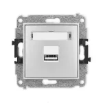 ICON Mechanizm ładowarki USB pojedynczej USB A, 5W max., 5V, 1A srebrny metalik