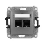 ICON Mechanizm gniazda telefonicznego pojedynczego 1xRJ11 + komputerowego pojedynczego 1xRJ45, kat. 5e, 8-stykowy, beznarzędziowe grafitowy