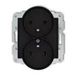 ICON Mechanizm gniazda podwójnego do ramki z uziemieniem 2x(2P+Z) (bez przesłon torów prądowych) czarny mat