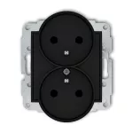 ICON Mechanizm gniazda podwójnego do ramki z uziemieniem 2x(2P+Z) (przesłony torów prądowych) czarny mat