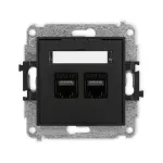 ICON Mechanizm gniazda komputerowego podwójnego 2xRJ45, kat. 6A, 8-stykowy czarny mat