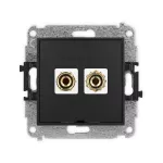 ICON Mechanizm gniazda głośnikowego pojedynczego, bez pola opisowego (typu banan - czerwony i czarny, pozłacany, 4 mm2, do lutowania) czarny mat