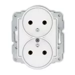 ICON Mechanizm gniazda podwójnego do ramki z uziemieniem 2x(2P+Z) (bez przesłon torów prądowych) biały mat