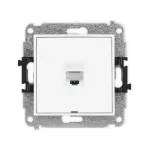 ICON Mechanizm gniazda komputerowego pojedynczego 1xRJ45, kat. 6, 8-stykowy, bez pola opisowego biały mat
