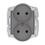 ICON Mechanizm gniazda podwójnego do ramki bez uziemienia 2x2P (bez przesłon torów prądowych) szary mat