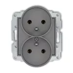 ICON Mechanizm gniazda podwójnego do ramki z uziemieniem 2x(2P+Z) (bez przesłon torów prądowych) szary mat