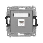 ICON Mechanizm gniazda komputerowego pojedynczego 1xRJ45, kat. 5e, 8-stykowy szary mat