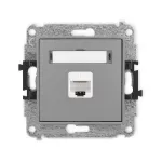 ICON Mechanizm gniazda komputerowego pojedynczego 1xRJ45, kat. 6A, 8-stykowy szary mat