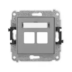 ICON Mechanizm gniazda multimedialnego podwójnego bez modułu (standard Keystone) szary mat
