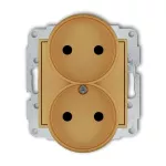 ICON Mechanizm gniazda podwójnego do ramki bez uziemienia 2x2P (przesłony torów prądowych) złoty