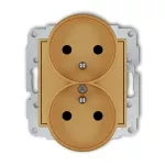 ICON Mechanizm gniazda podwójnego do ramki z uziemieniem 2x(2P+Z) (przesłony torów prądowych) złoty