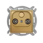 ICON Mechanizm gniazda abonenckiego RTV przelotowego 9dB złoty