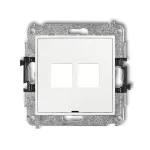 ICON Mechanizm gniazda multimedialnego podwójnego bez modułu, bez pola opisowego (standard Keystone) biały