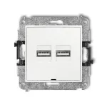 ICON Mechanizm ładowarki USB podwójnej 2xUSB A, 15,5W max., 5V, 3.1A, bez pola opisowego biały